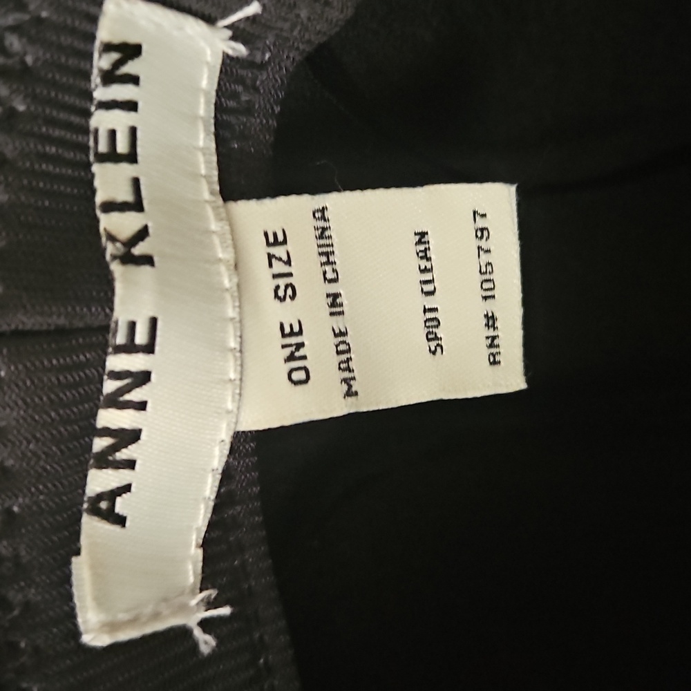 Anne Klein Black Felt Cloche Hat with Animal Print Band - Picture 2 of 6